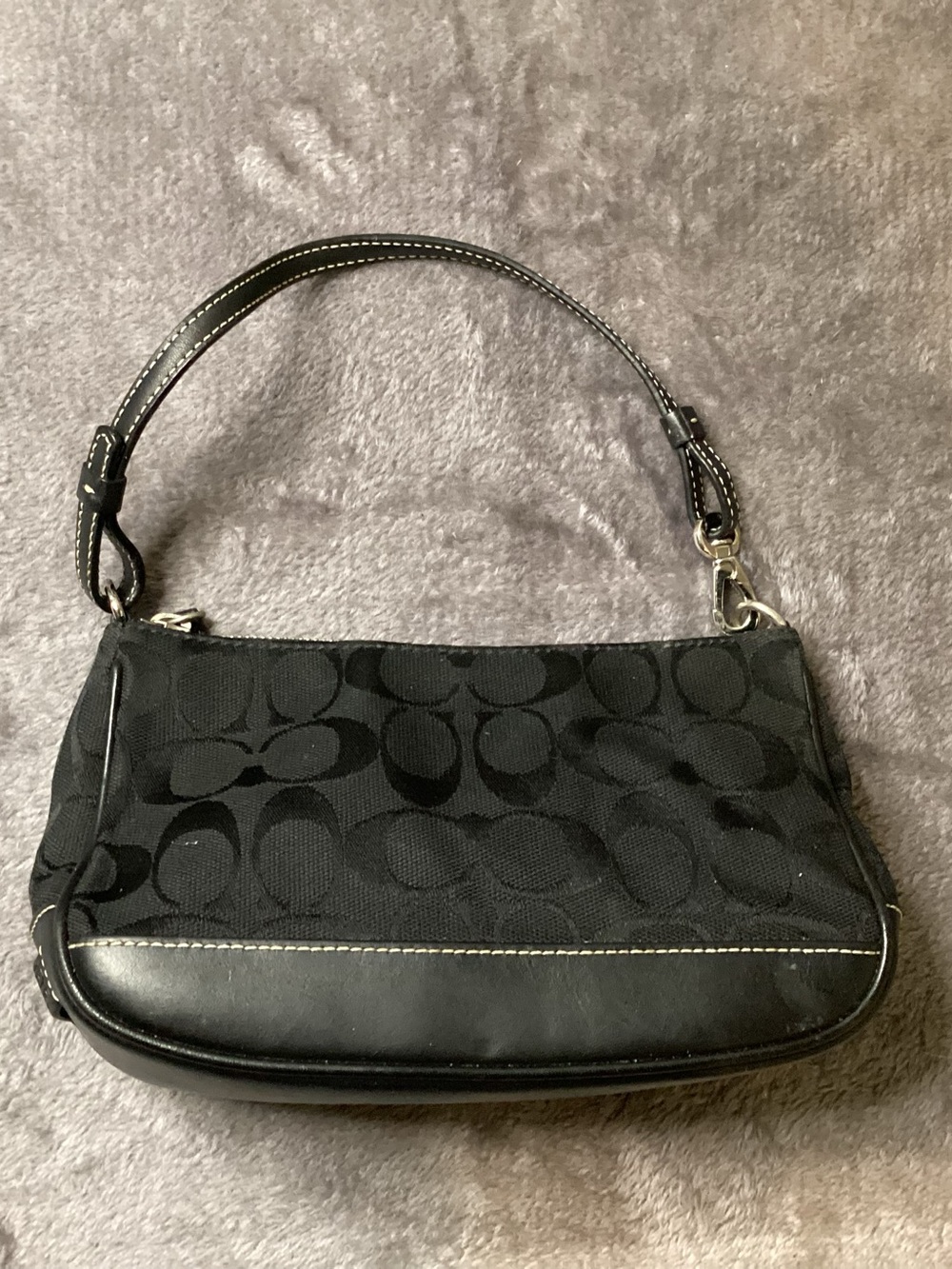 Vintage 6094 Black Signature Pattern Shoulder Bag by Coach